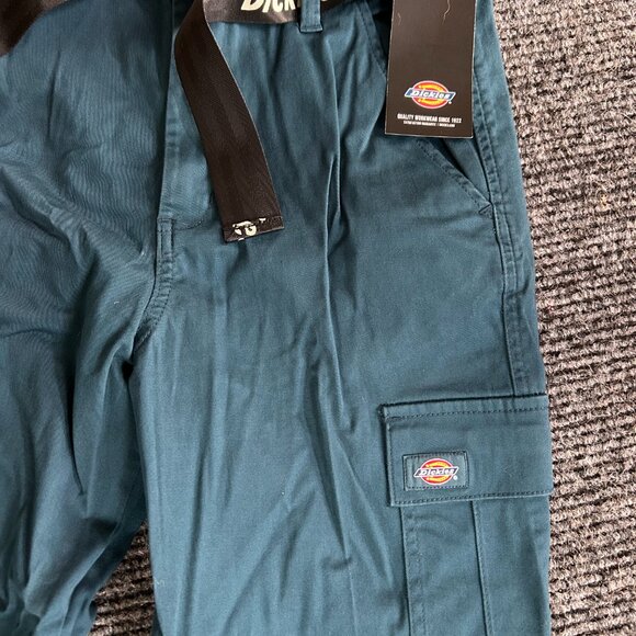 Size 28R - Brand New Dickies Blue-Green Relaxed Fit Cropped Women's Cargo Pants - Picture 6 of 8